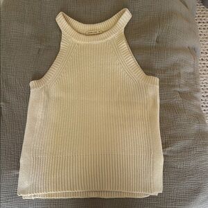 Sleeveless Ribbed Knit Top in Cream